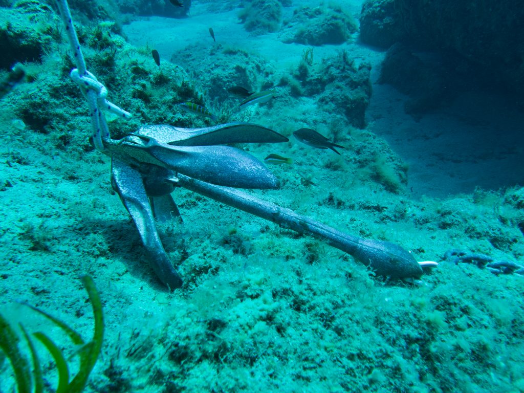 anchor on the sand seabed
