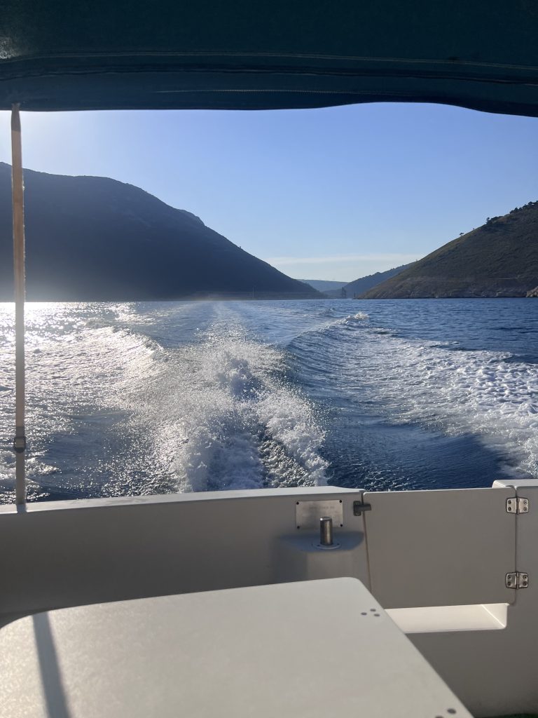 Boat wake seen from the back of the boat