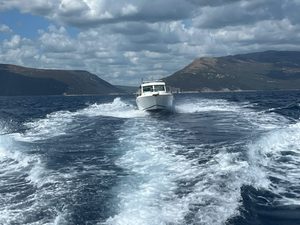 boat in the rough sea